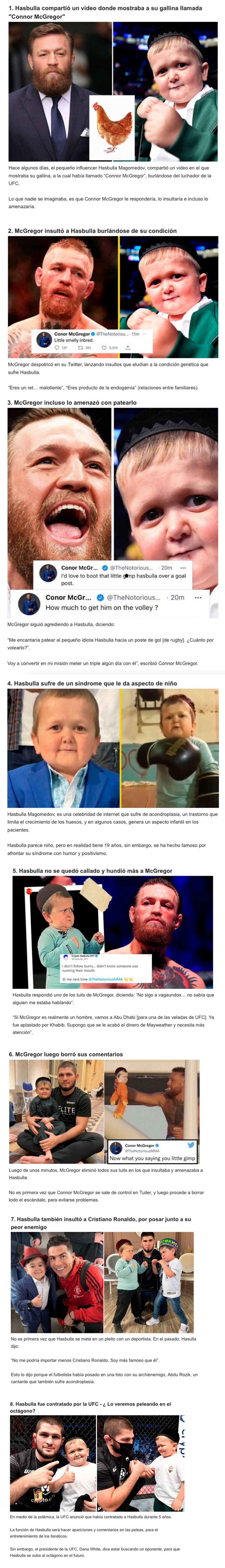 GALERÍA: 8 hechos para entender por qué Connor McGregor no deja de insultar y amenazar al pequeño “Hasbulla”