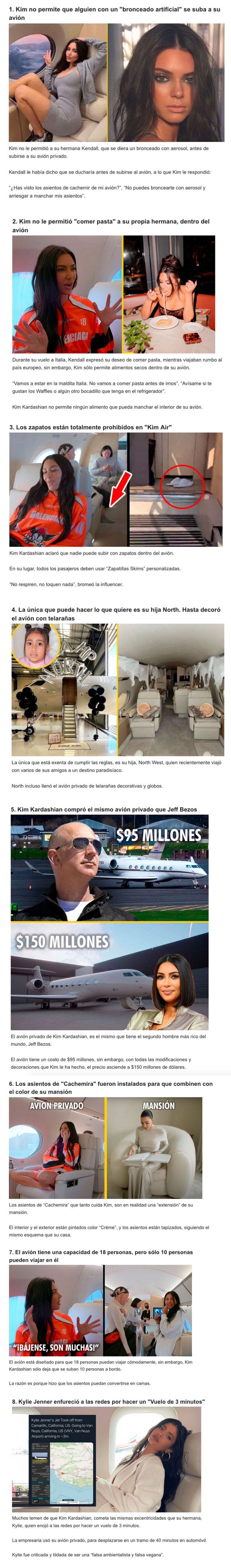 GALERÍA: Kim Kardashian reveló las 8 Reglas Estrictas para todo el que sube a su Jet Privado de $150 millones