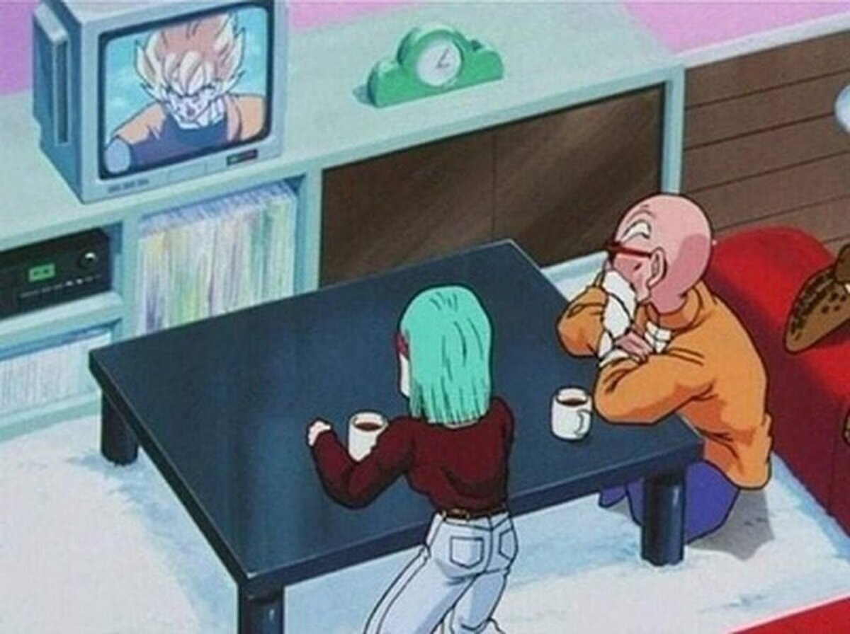 Dragon Ball mola tanto que los propios personajes de Dragon Ball ven Dragon Ball en la tele.  