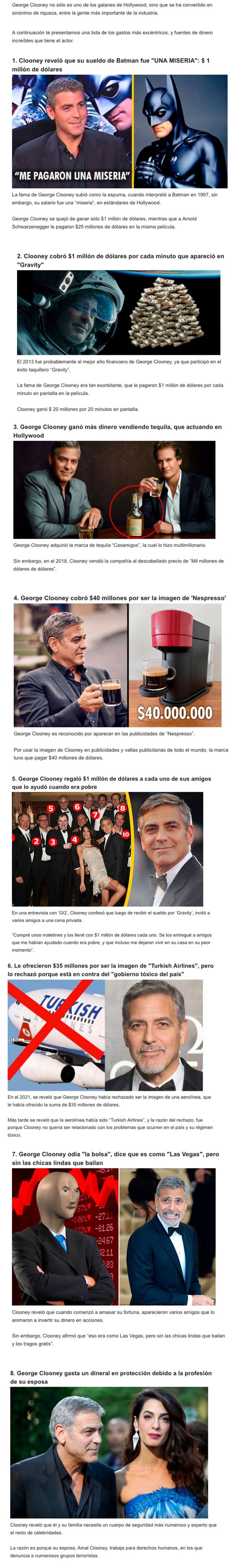 GALERÍA: 10 curiosidades sobre la “Millonaria Fortuna” de George Clooney y sus excéntricas compras