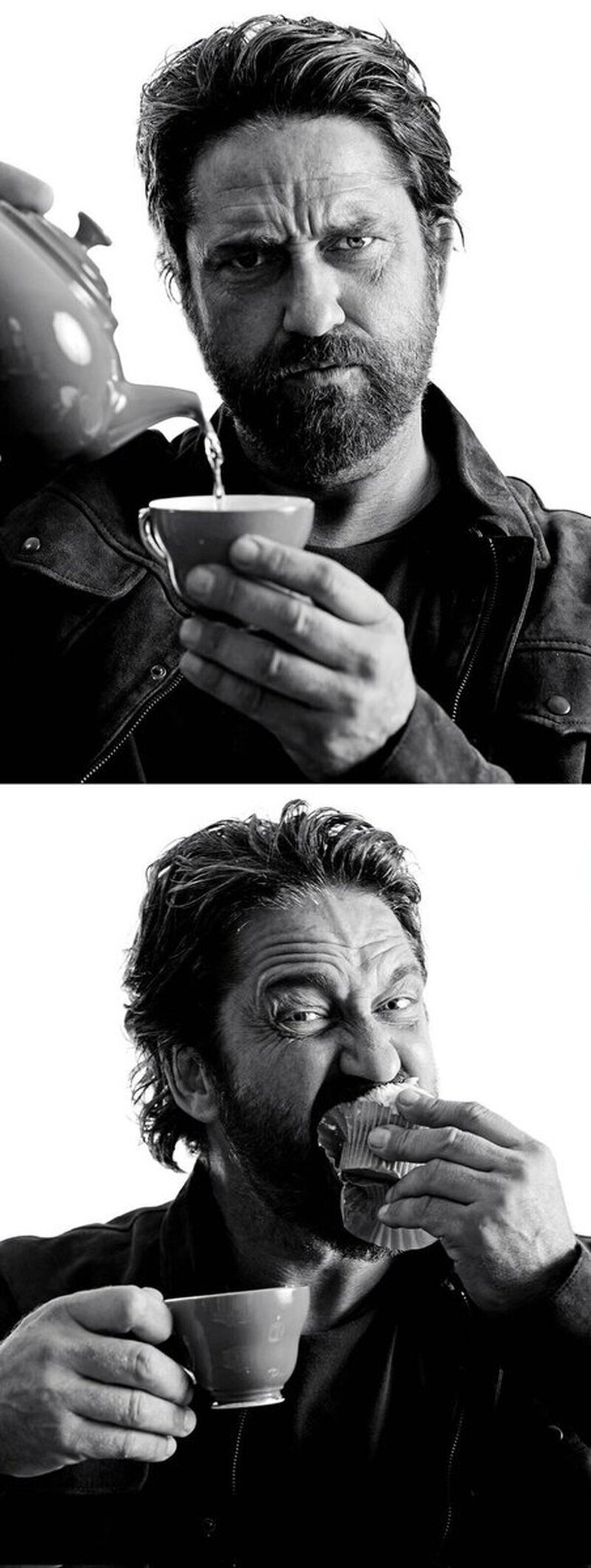Buenos días, gente guapa. Hoy Gerard Butler nos ofrece té.  