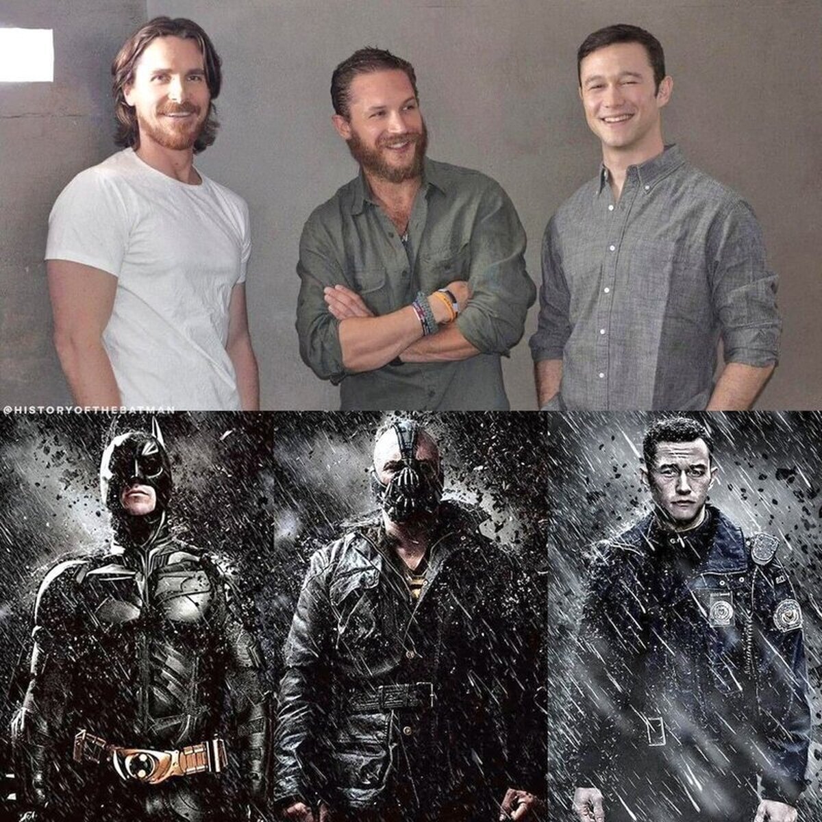 Christian Bale, Tom Hardy y Joseph Gordon-Levitt en "The Dark Knight Rises" (2012)  