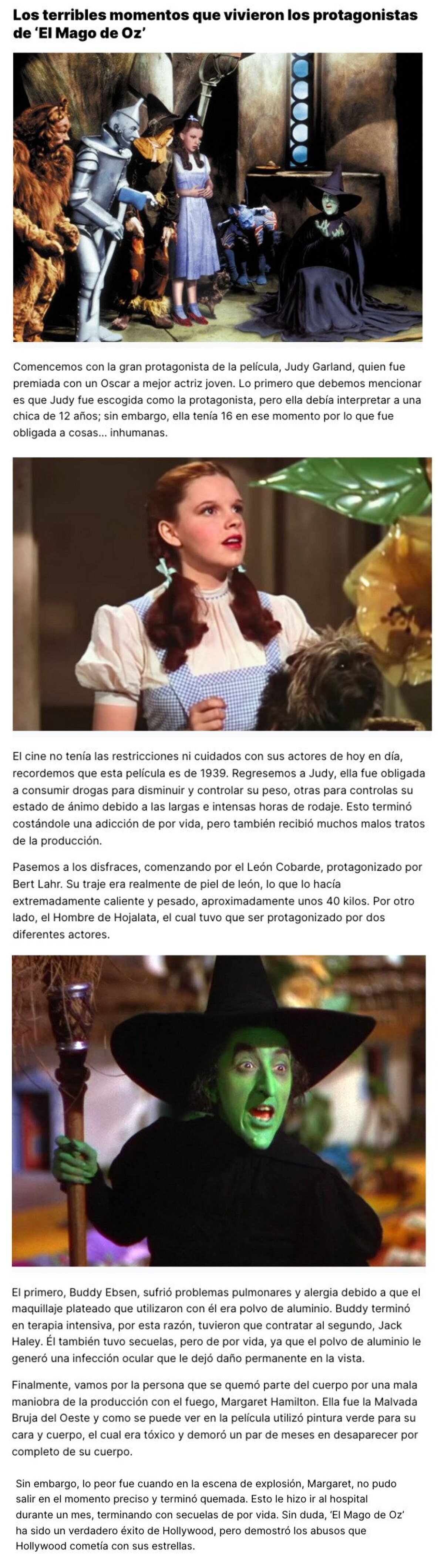 GALERÍA: La historia más macabra detrás del rodaje de El Mago de Oz