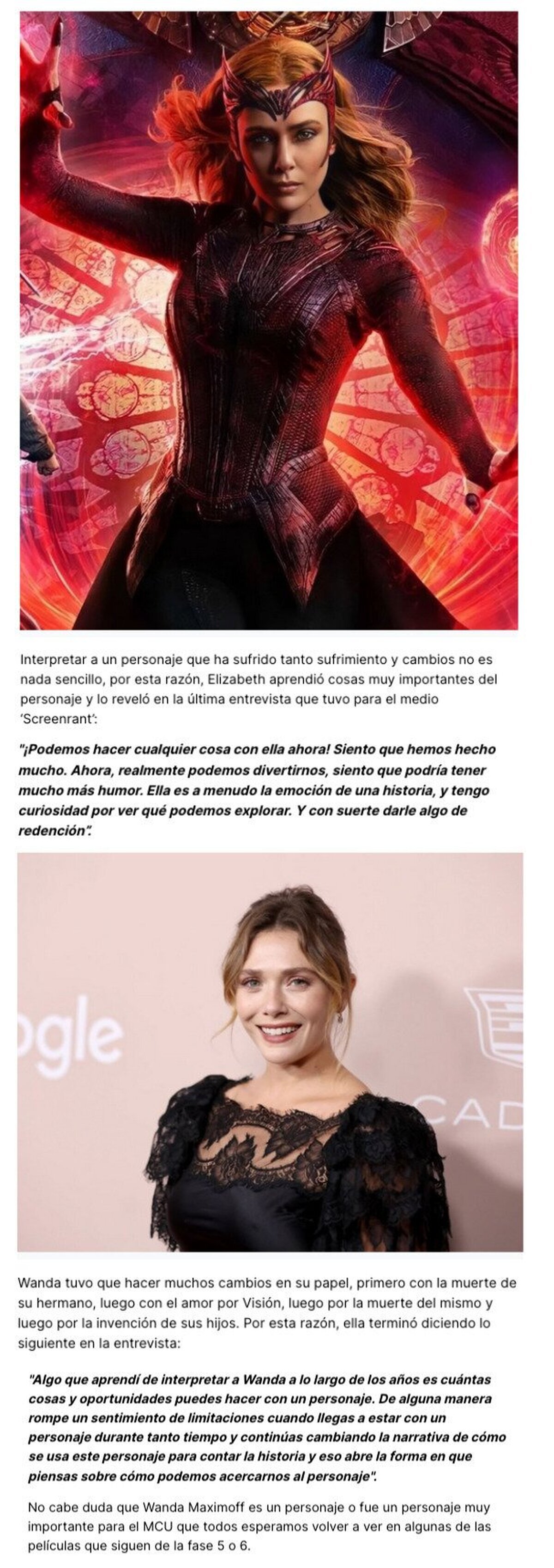 GALERÍA: Elizabeth Olsen cuenta lo que aprendió interpretando a la Bruja Escarlata