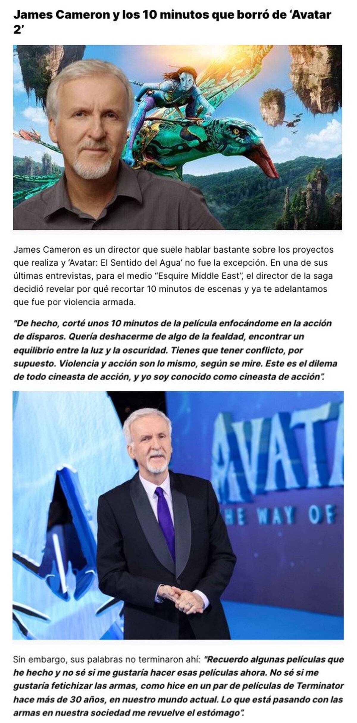 GALERÍA: El motivo por el que James Cameron borró 10 minutos de la película