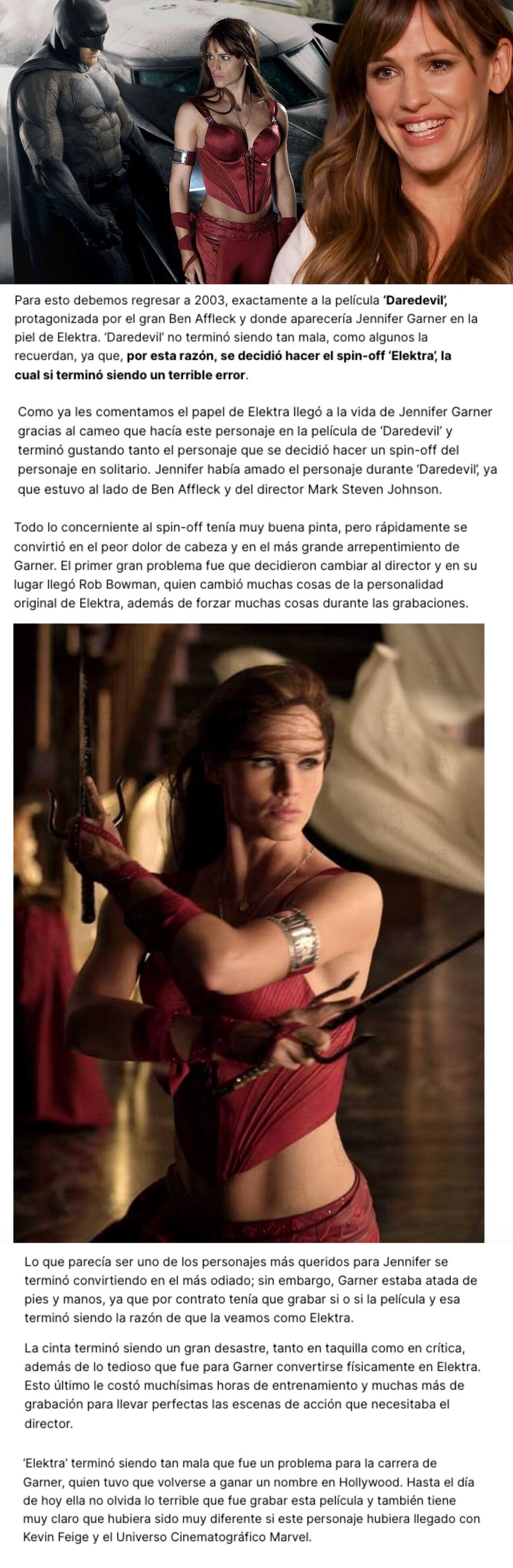 GALERÍA: El motivo por el que Jennifer Garner fue obligada literalmente a protagonizar la película de Elektra