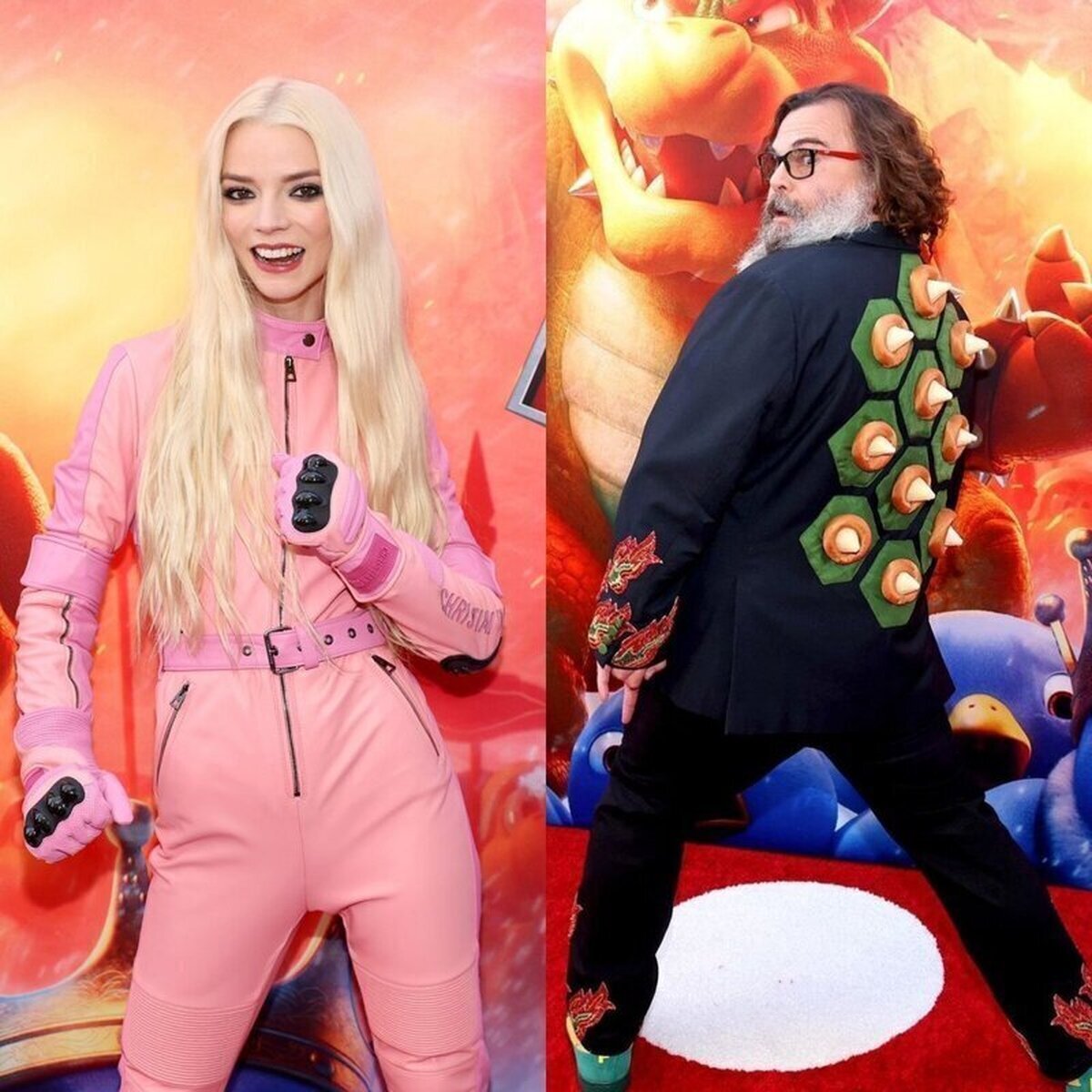 Jack Black y Anya Taylor Joy demostraron su amor a sus personajes el día de ayer, yendo a la premiere de #SuperMarioBrosMovie vestidos como #Bowser y la #PrincesaPeach  