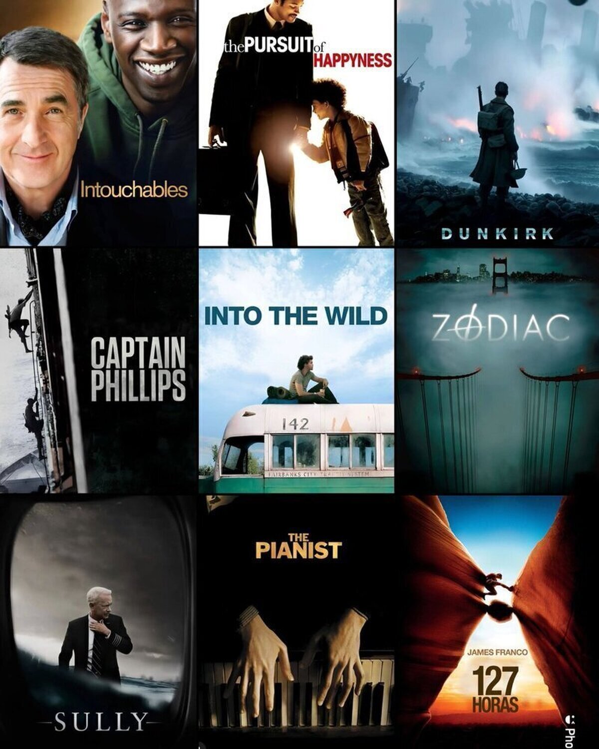 9 increíbles películas basadas en hechos reales.¿Cual de ellas te gusta más?  