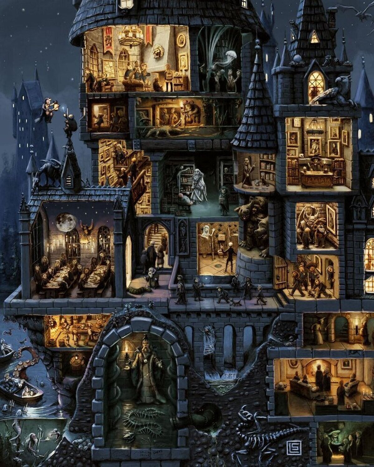 El interior del castillo de Hogwarts