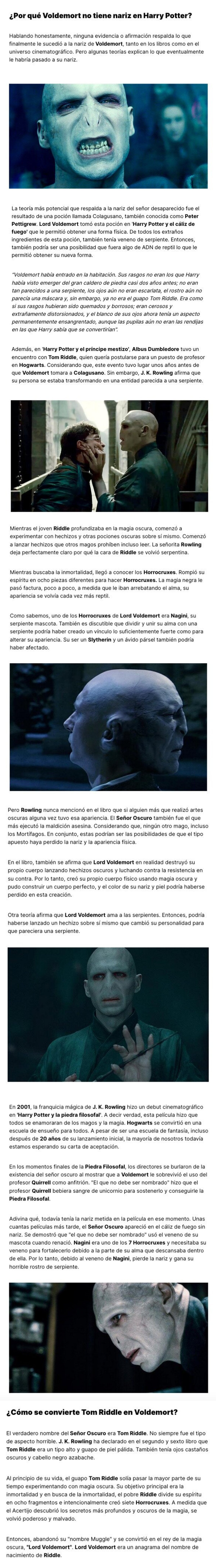 GALERÍA: ¿Sabías por qué Voldemort no tiene nariz en Harry Potter?