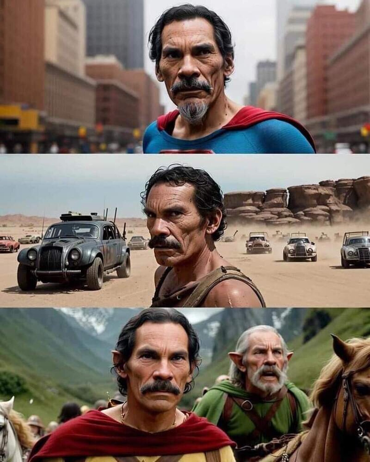 Una IA recreó a Don Ramón de "El Chavo del ocho" en diferentes sagas. "Superman", "Mad Max" y "El señor de los anillos".  