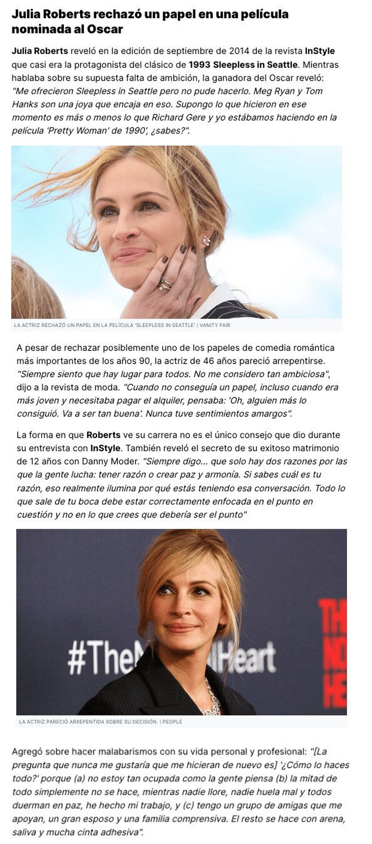 GALERÍA: Julia Roberts se arrepiente enormemente de haber rechazado el papel de una película