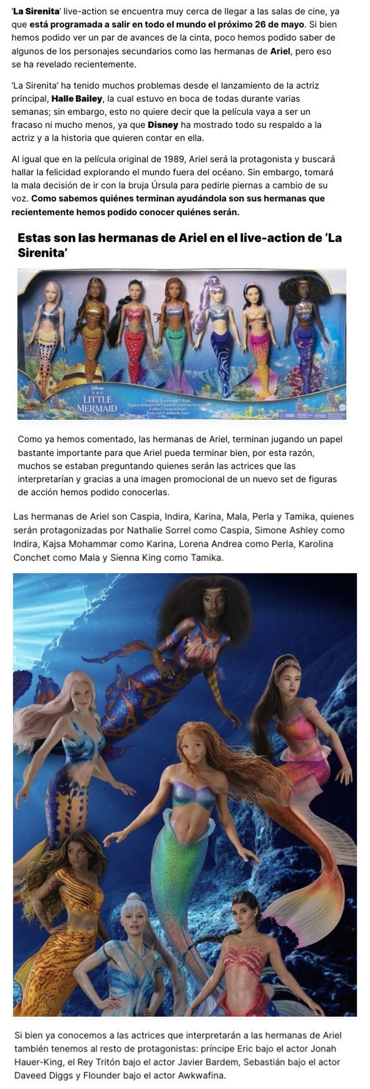 GALERÍA: ¿Conoces a las hermanas de Ariel en el live-action de ‘La Sirenita’?