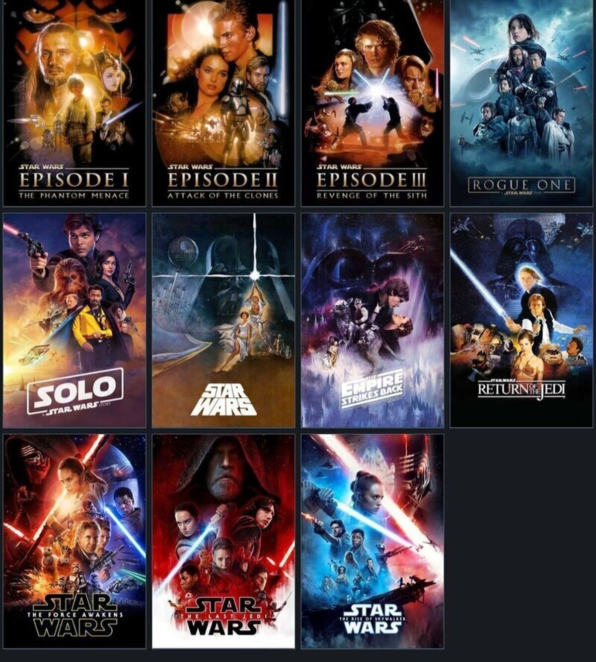 Elige de mejor a peor, las películas de la saga Star Wars