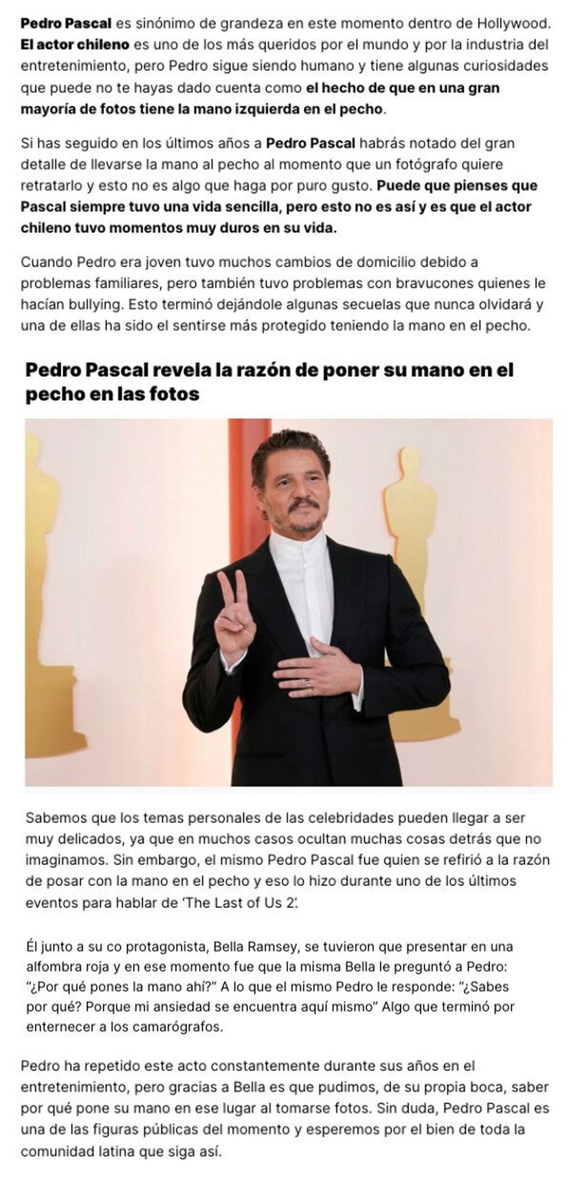 GALERÍA: Te contamos el motivo por el que Pedro Pascal siempre posa con la mano en el pecho