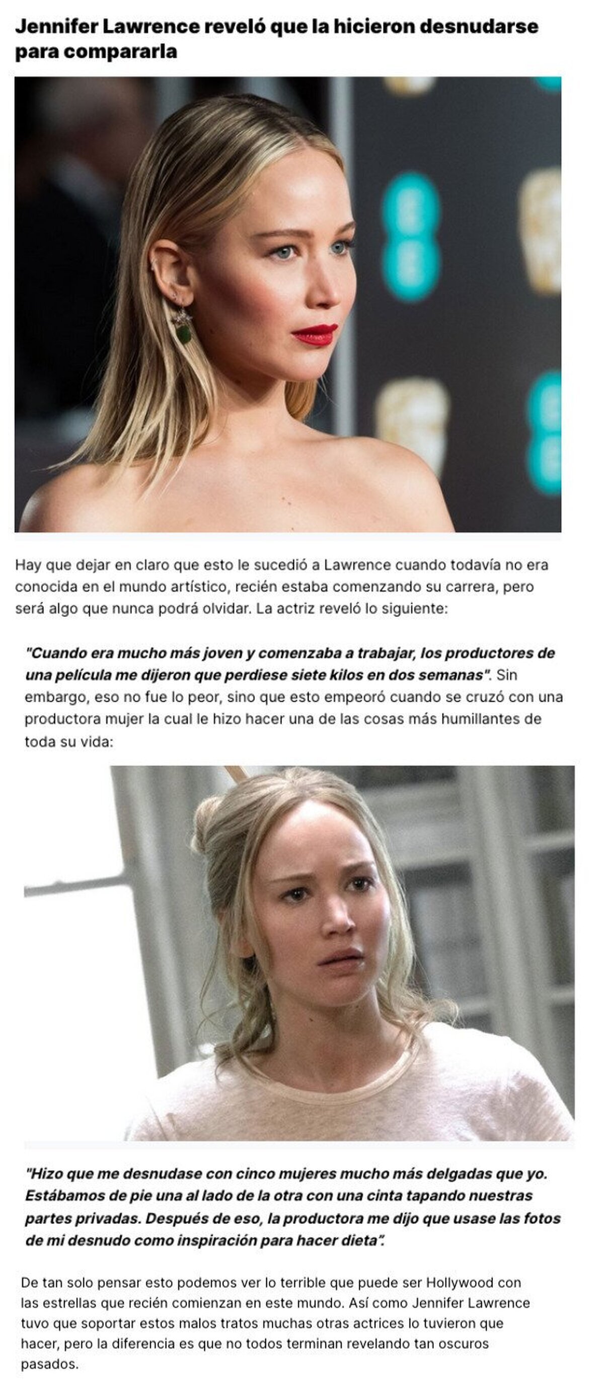 GALERÍA: Jennifer Lawrence habla de su experiencia que muestra la cara más oscura de Hollywood