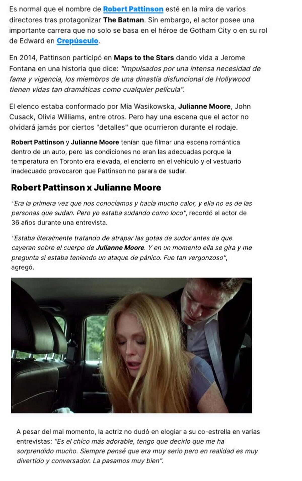 GALERÍA: Por este motivo Robert Pattinson vivió un incómodo momento durante una escena con Julianne Moore