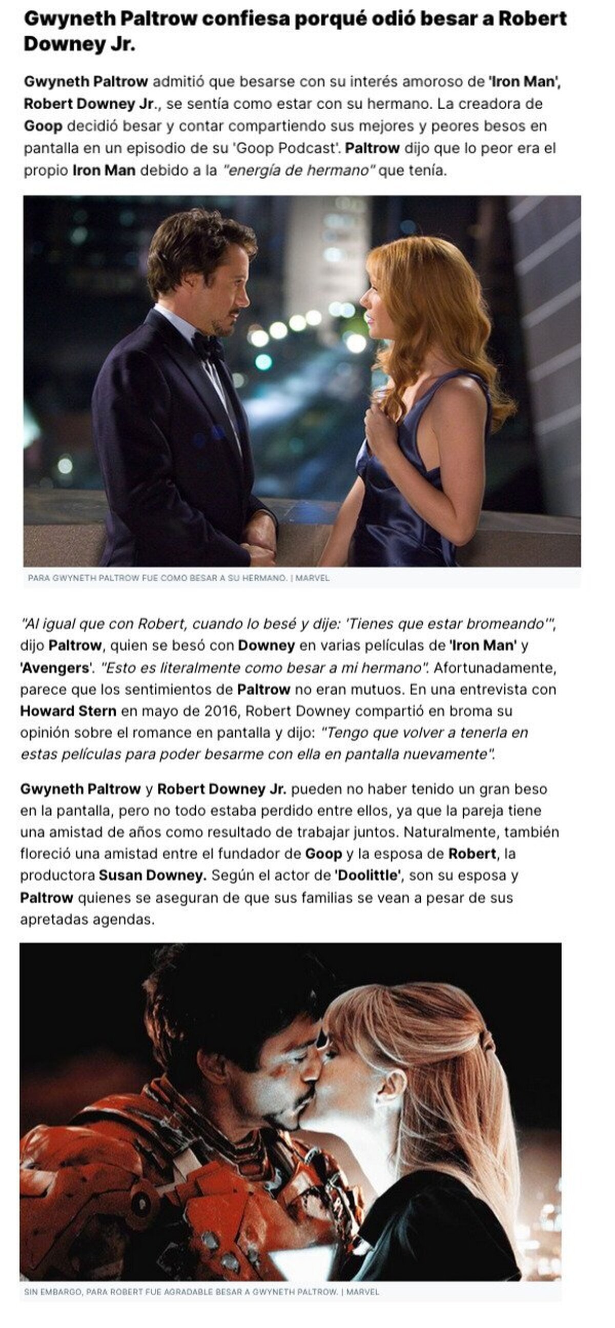 GALERÍA:  Gwyneth Paltrow confiesa porqué odió besar a Robert Downey Jr.