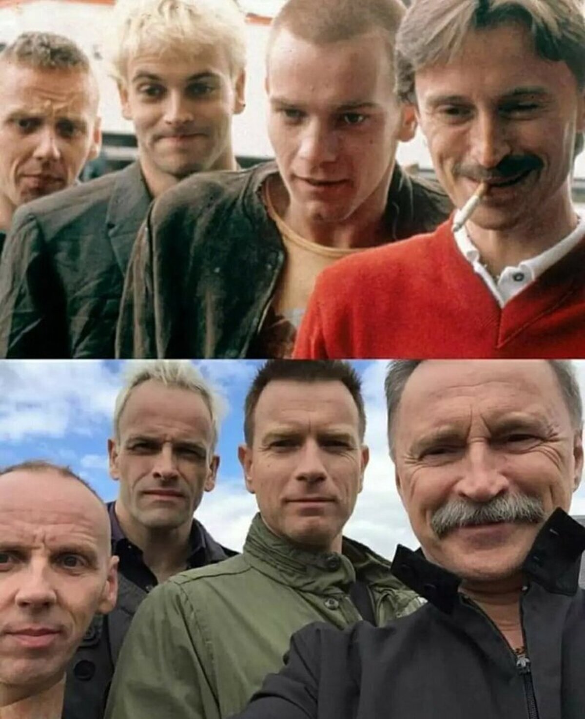 Los protagonistas de "Trainspotting" en 1996 y en 2017  