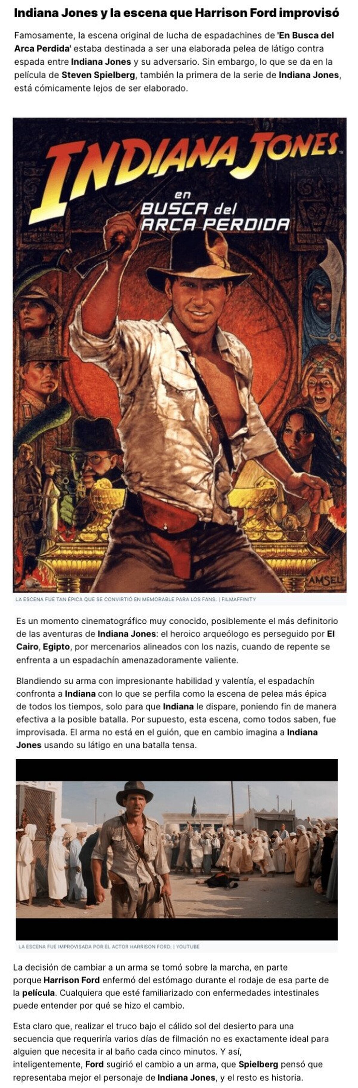 GALERÍA:  Indiana Jones y la escena que Harrison Ford improvisó