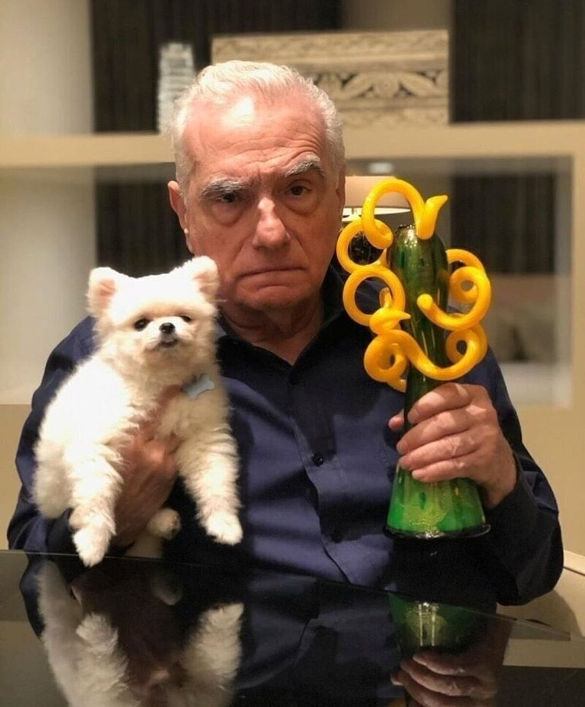 La foto que publicó Martin Scorsese al día siguiente después de llevarse 0 Oscars por 'The Irishman'.Tuvo 10 nominaciones