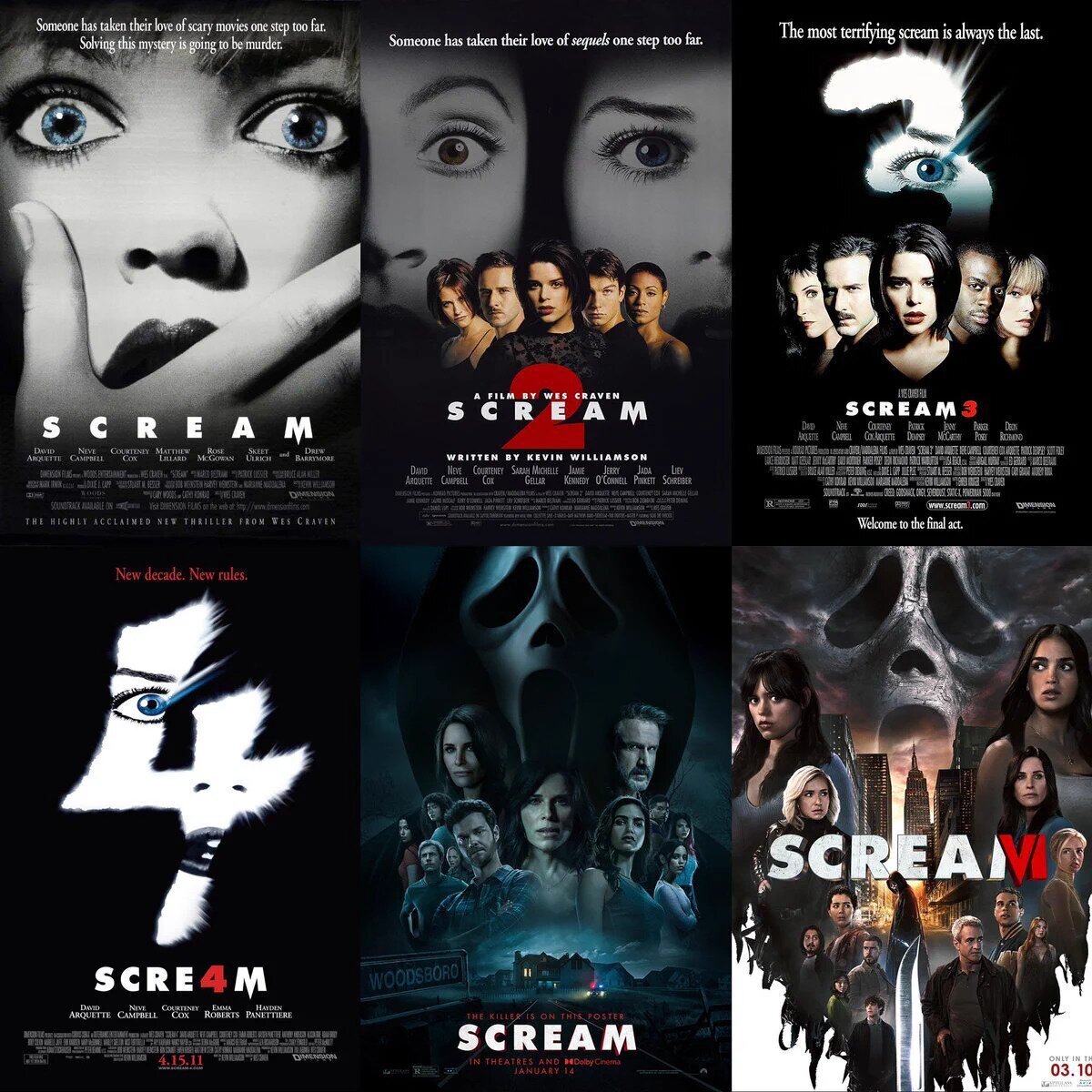 Ordena de mejor a peor las seis entregas de SCREAM