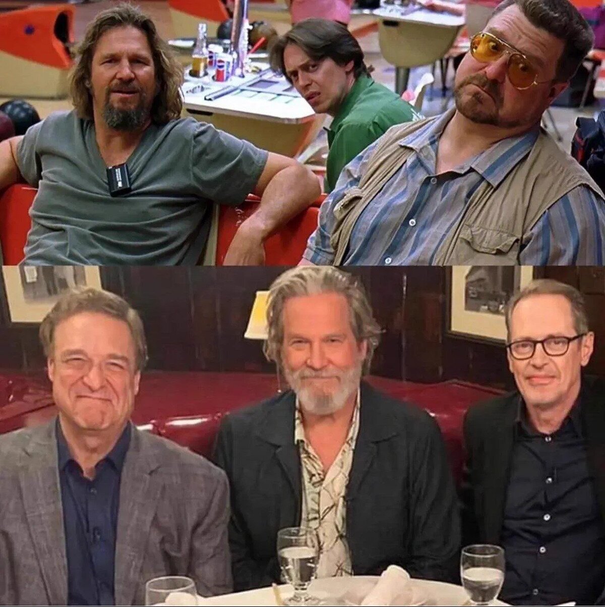 El mítico trío de "El Gran Lebowski".Antes y Después