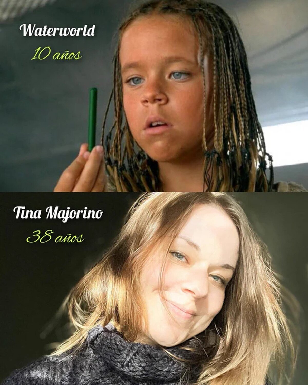 Pues ya hace 28 años de la película Waterworld (1995) y la niña "Enola" va creciendo #TinaMajorino (38 - California )