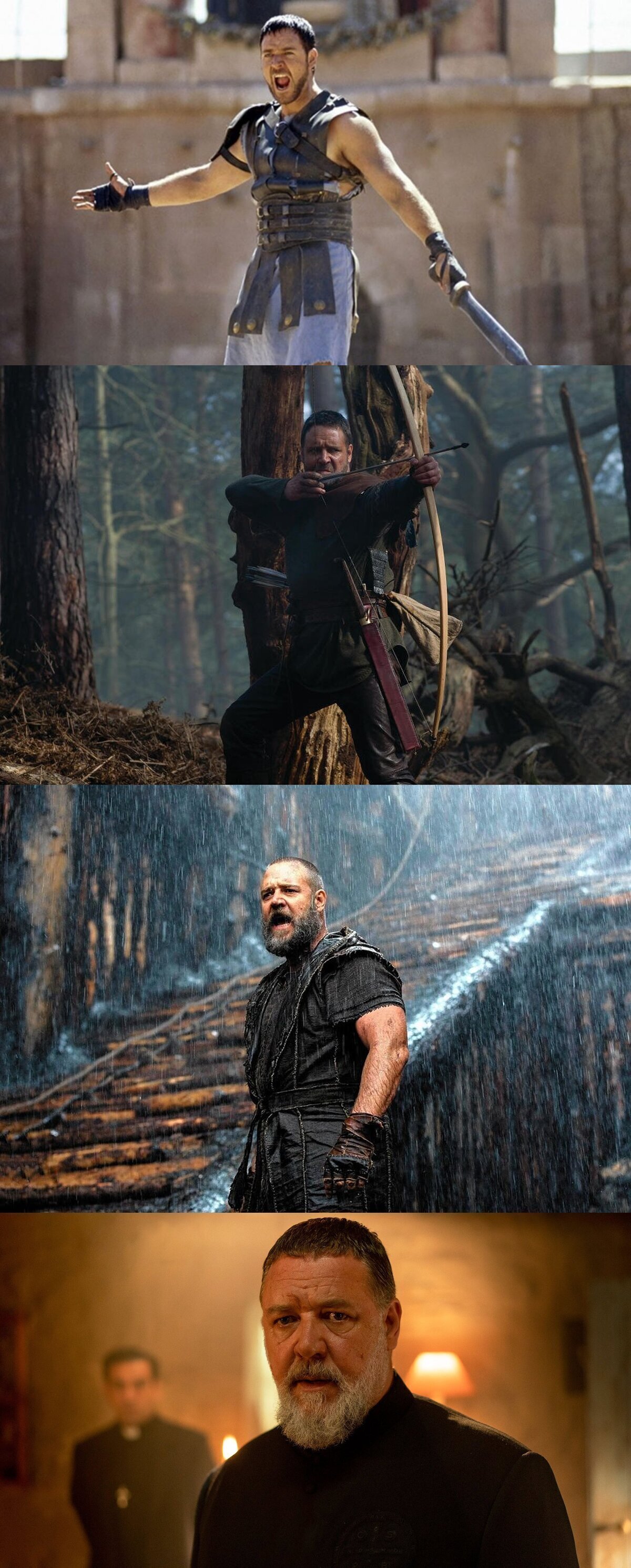 Russell Crowe ha sido Gladiator, Robin Hood, Noé, exorcista, también ha sido mi padre, es una leyenda.