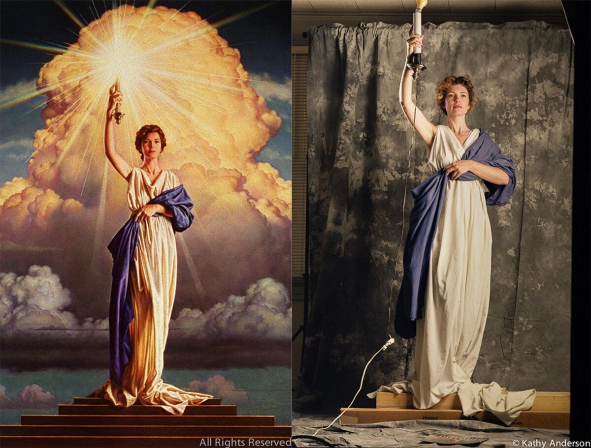 Jenny Joseph posando para el mítico logo de Columbia Pictures.(1992)