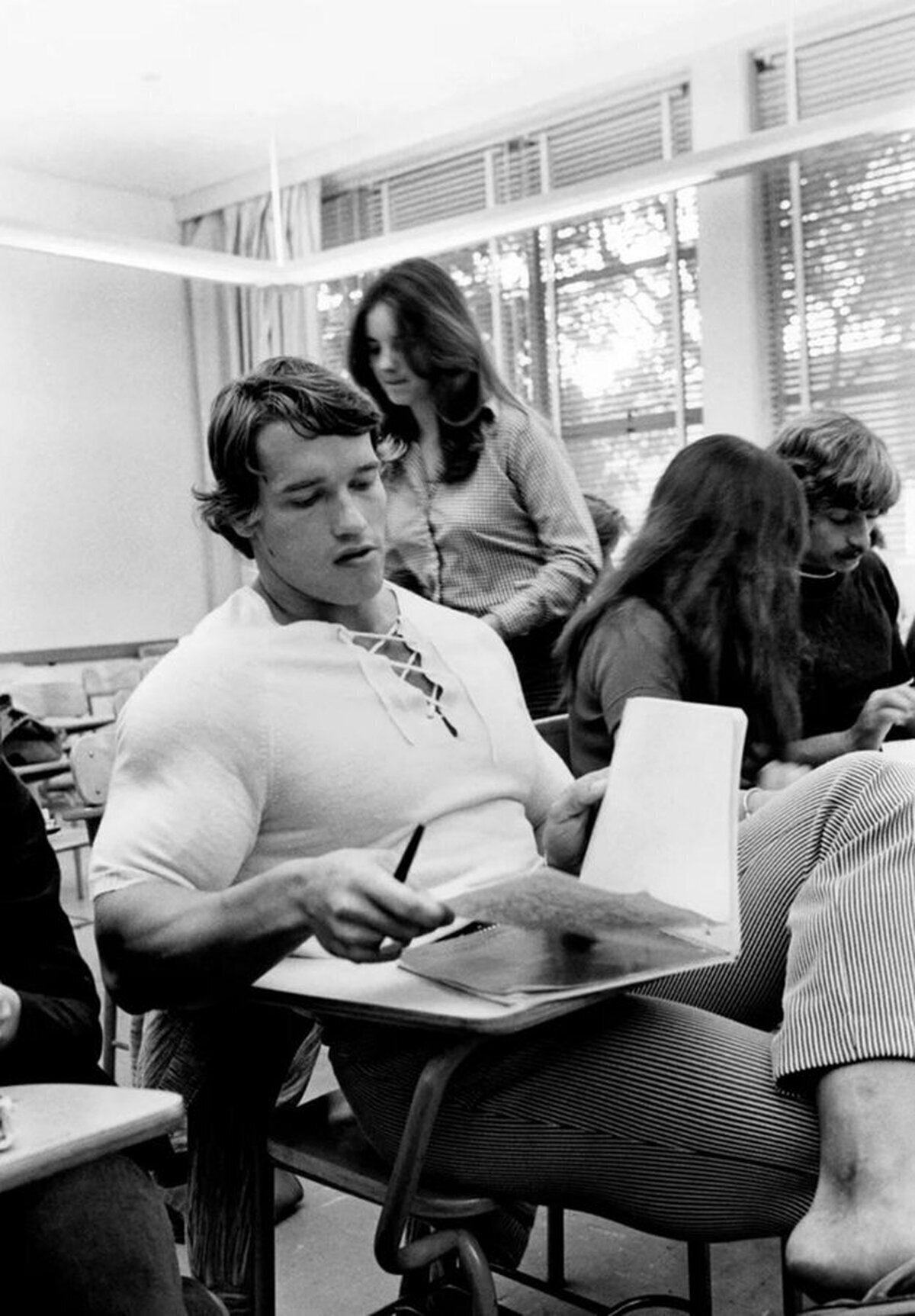 Arnold Schwarzenegger en la escuela nocturna en California, 1973