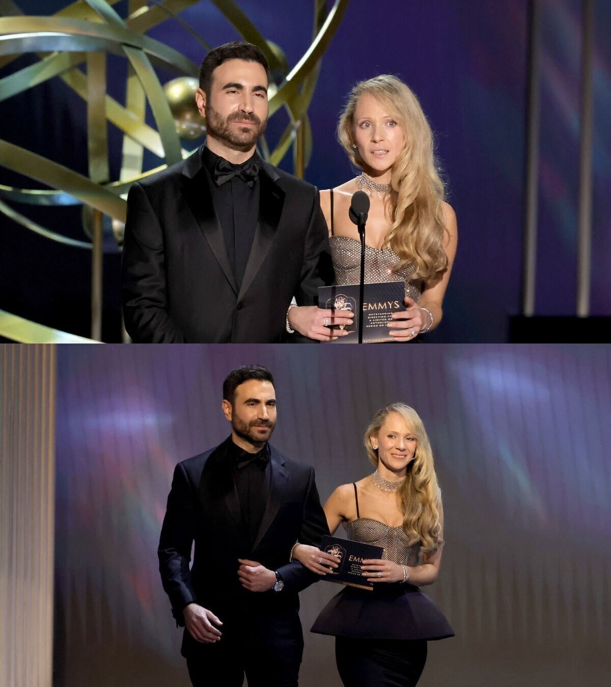 ¡MIS PADRES! ¡Brett Goldstein y Juno Temple presentando los #Emmys juntos!