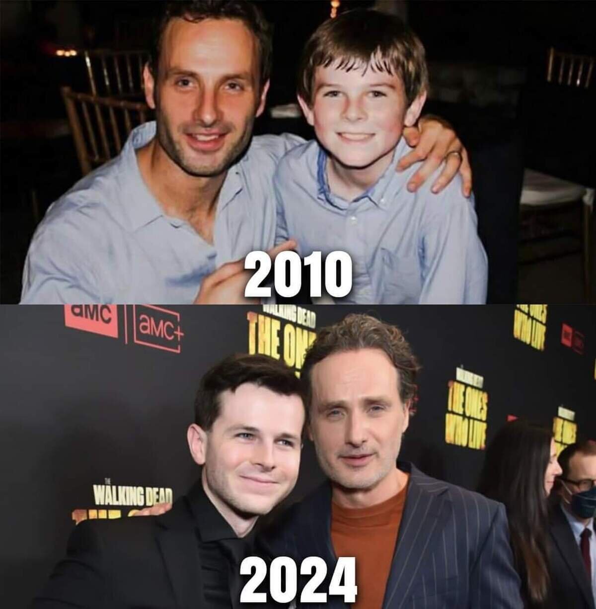 Andrew Lincoln y Chandler Riggs. Increíble lo rápido que pasa el tiempo 