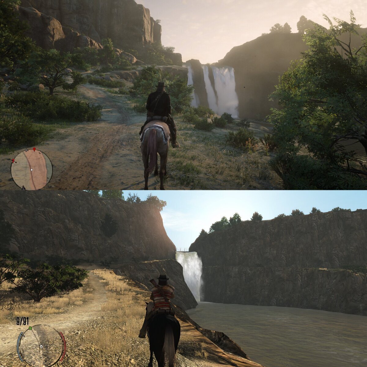 El mismo ñugar en RDR2 y RDR1.