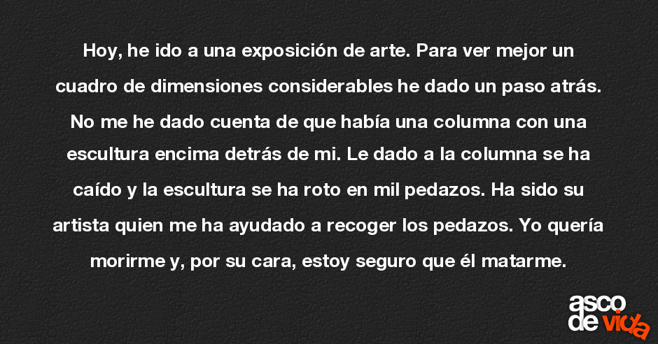 Asco De Vida Hoy He Ido A Una Exposicion De Arte Para Ver Mejor Un Cuadro De Dimensiones Considerables He Dado Un Paso Atras No Me He Dado Cuenta De Que