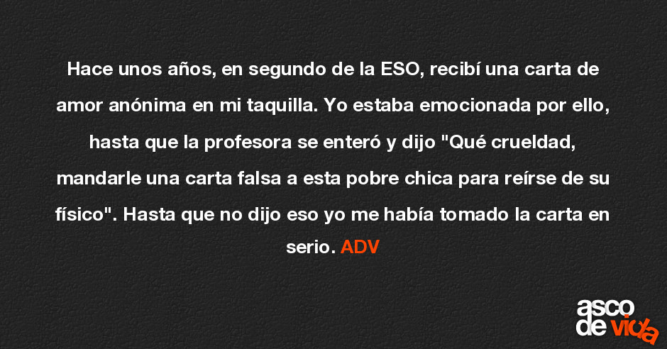 Hace unos a os en segundo de la ESO recib una carta de amor an n