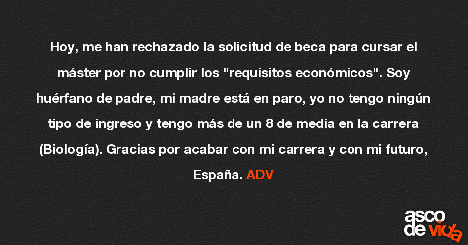 Hoy, me han rechazado la solicitud de beca para cursar el máster por ...