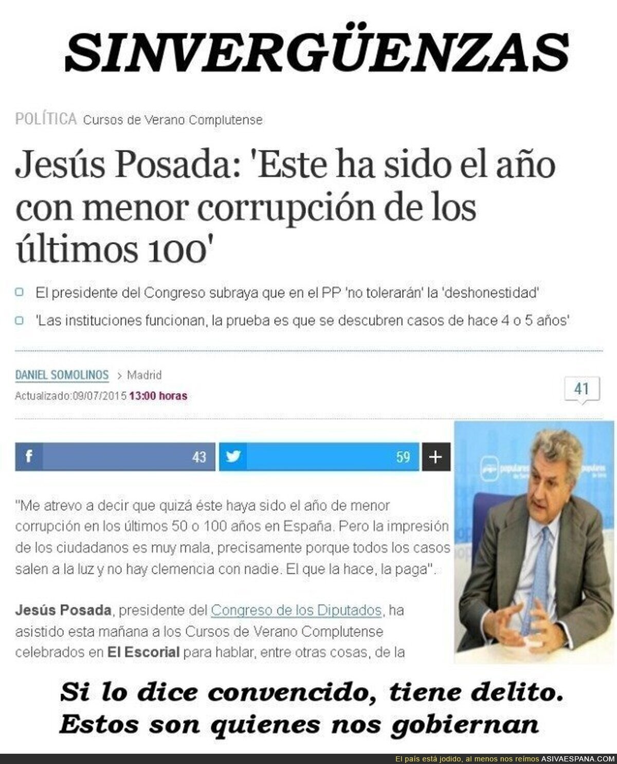 Celebrar que no hay tanta corrupción debería ser delito