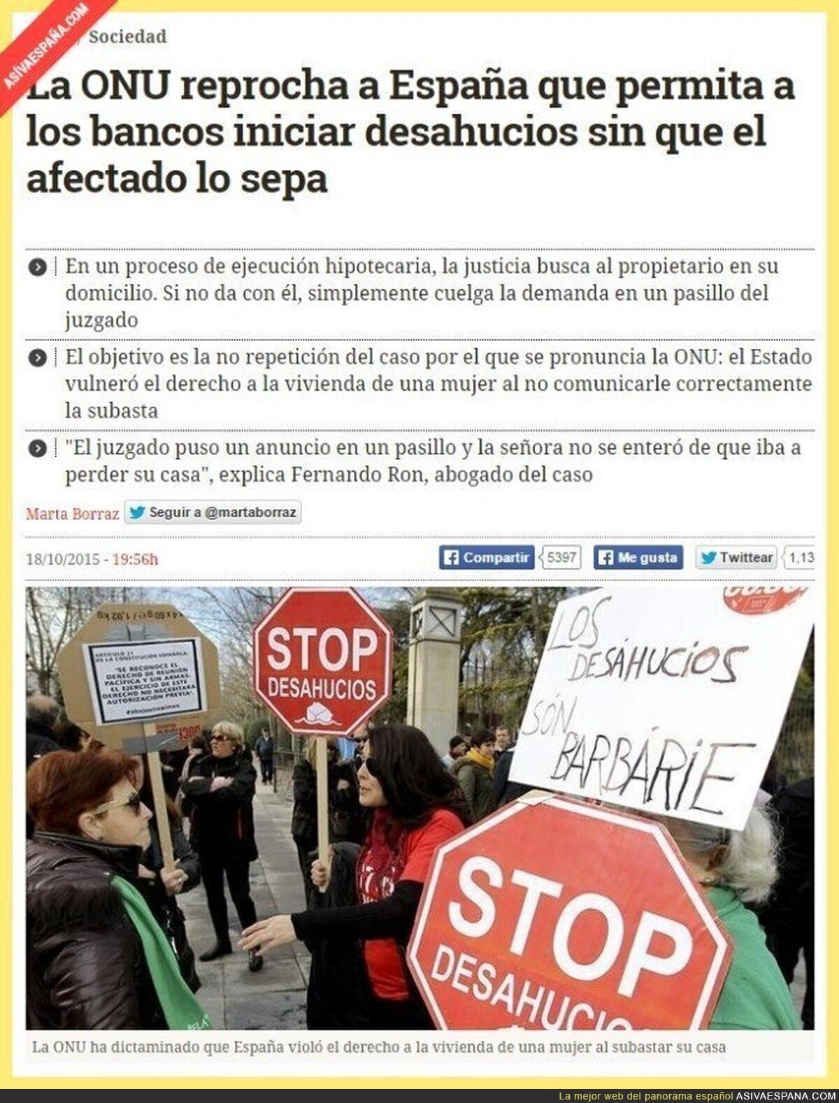 Que tenga que venir las ONU a decirnos esto...