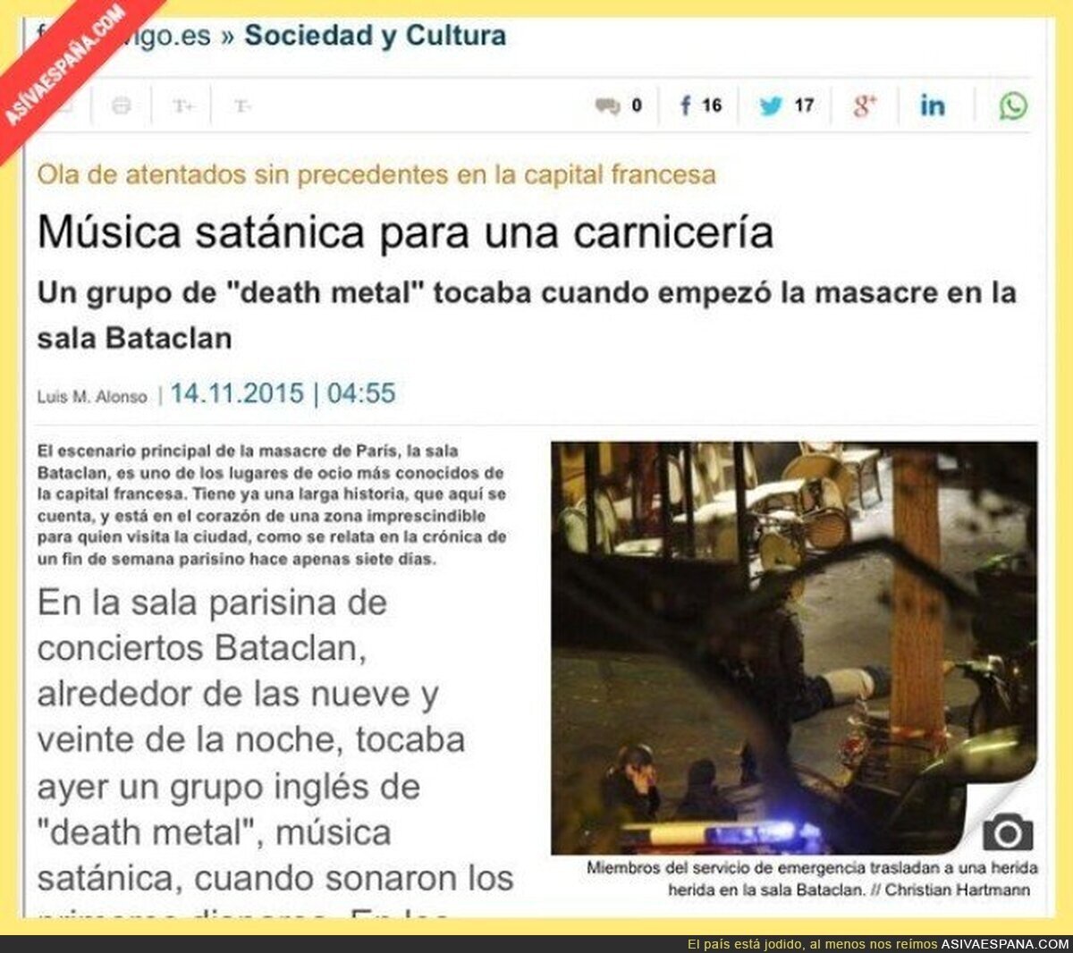 La m&uacute;sica sat&aacute;nica es la culpable, por "El Faro de Vigo"