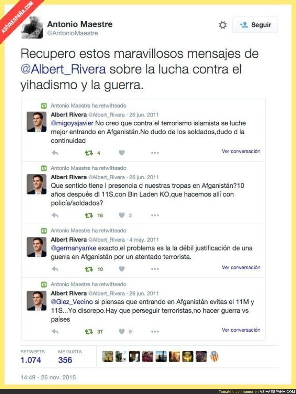 El cambio de discurso de Albert Rivera
