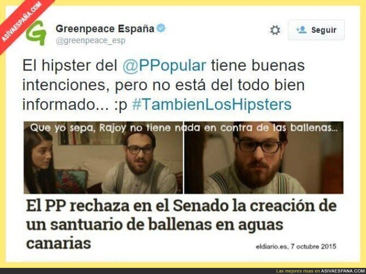 El "hipster" del PP no está muy bien informado de sus políticas