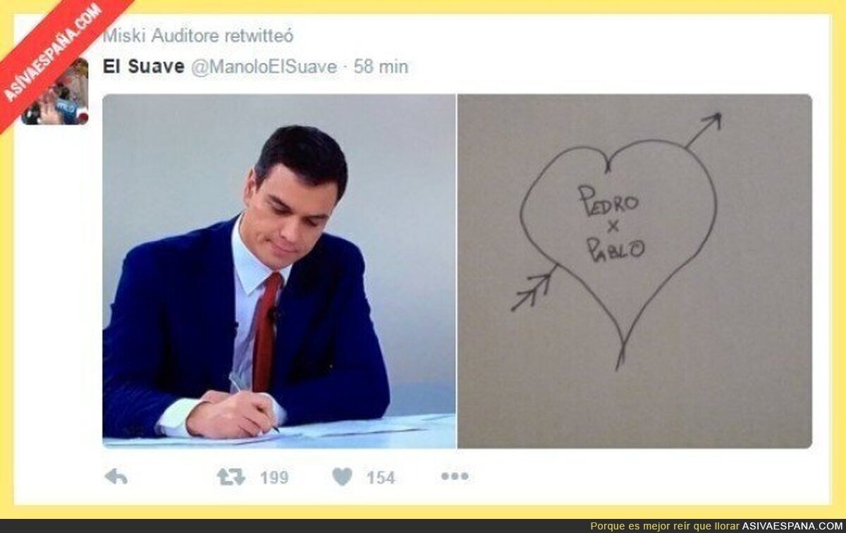 Pedro Sánchez pensando en su gran amor, por @ManoloElSuave