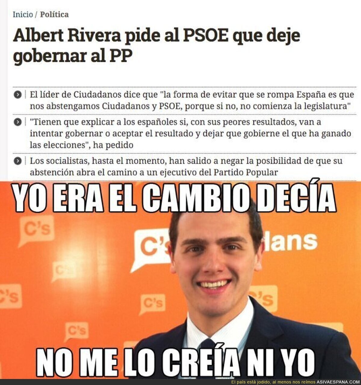 Albert Rivera se quita la careta por completo