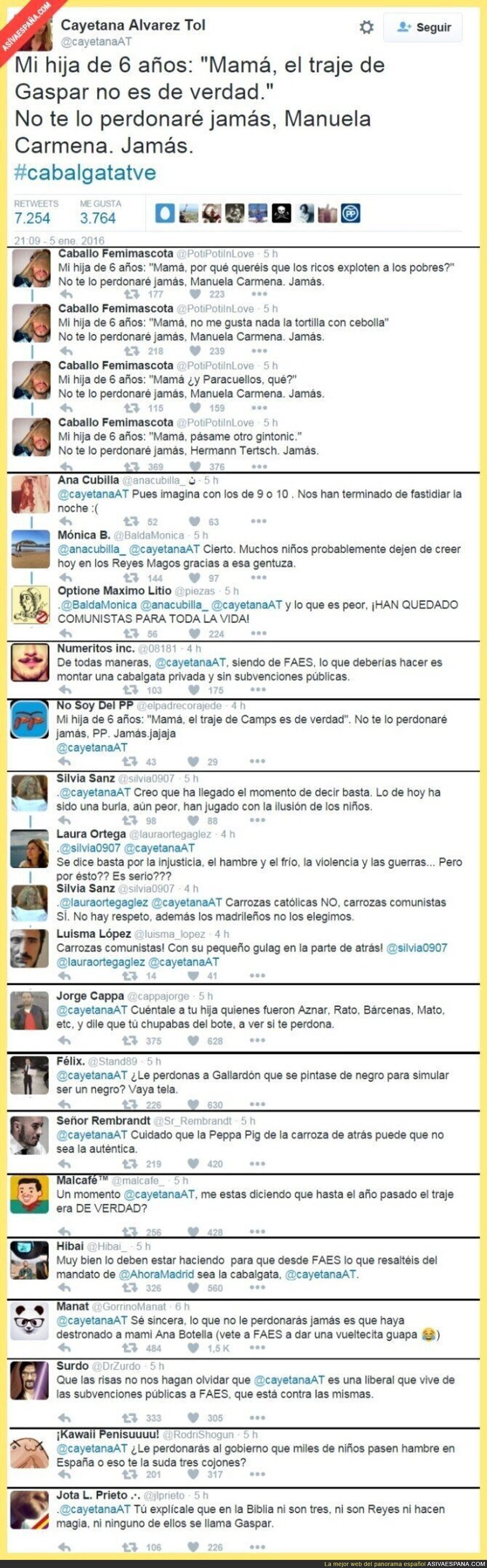 Twitter responde con humor a las cr&iacute;ticas a Manuela Carmena por la Cabalgata de Reyes en Madrid
