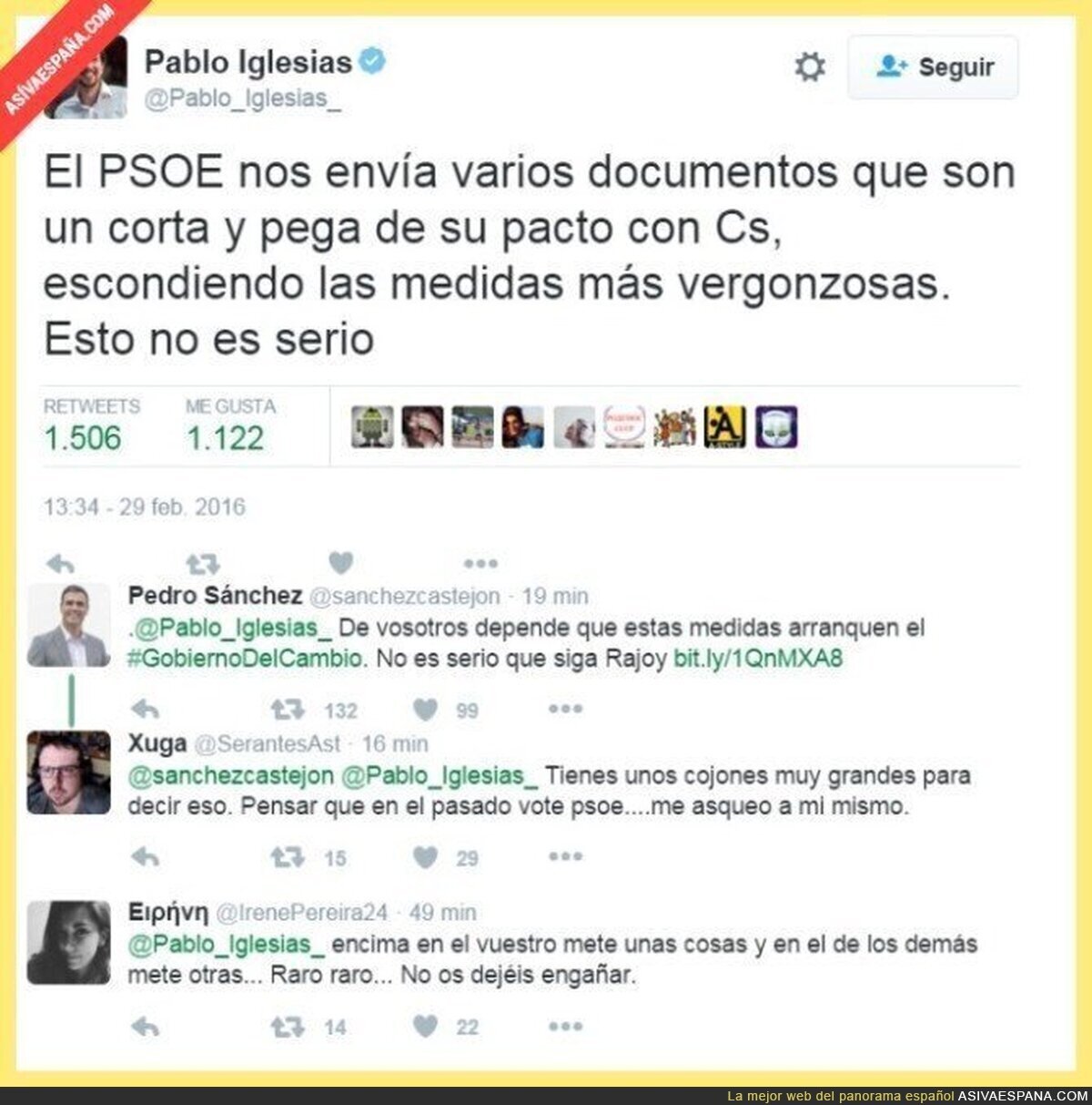Increible respuesta de Sanchez, y se queda tan pancho