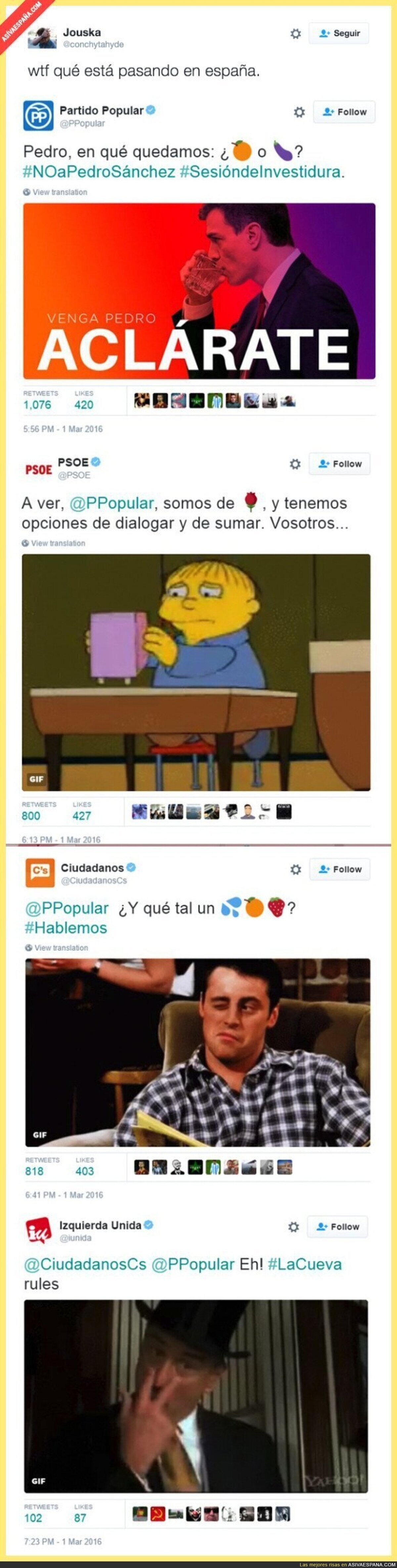 Los partidos políticos en España enloquecen en Twitter queriendo llamar la atención