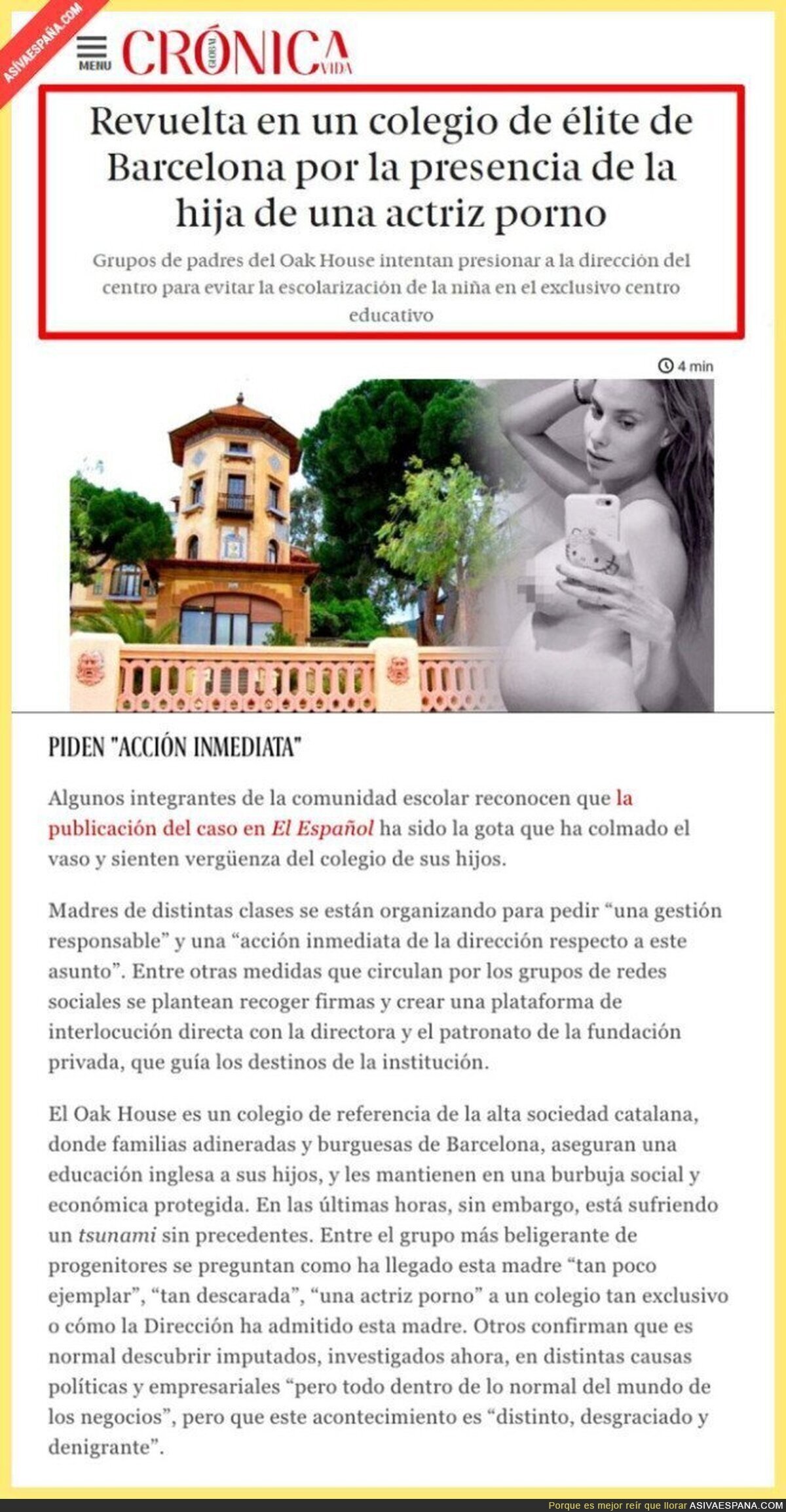Piden expulsar del colegio a la hija de Maria Lapiedra por ser hija de una actriz porno