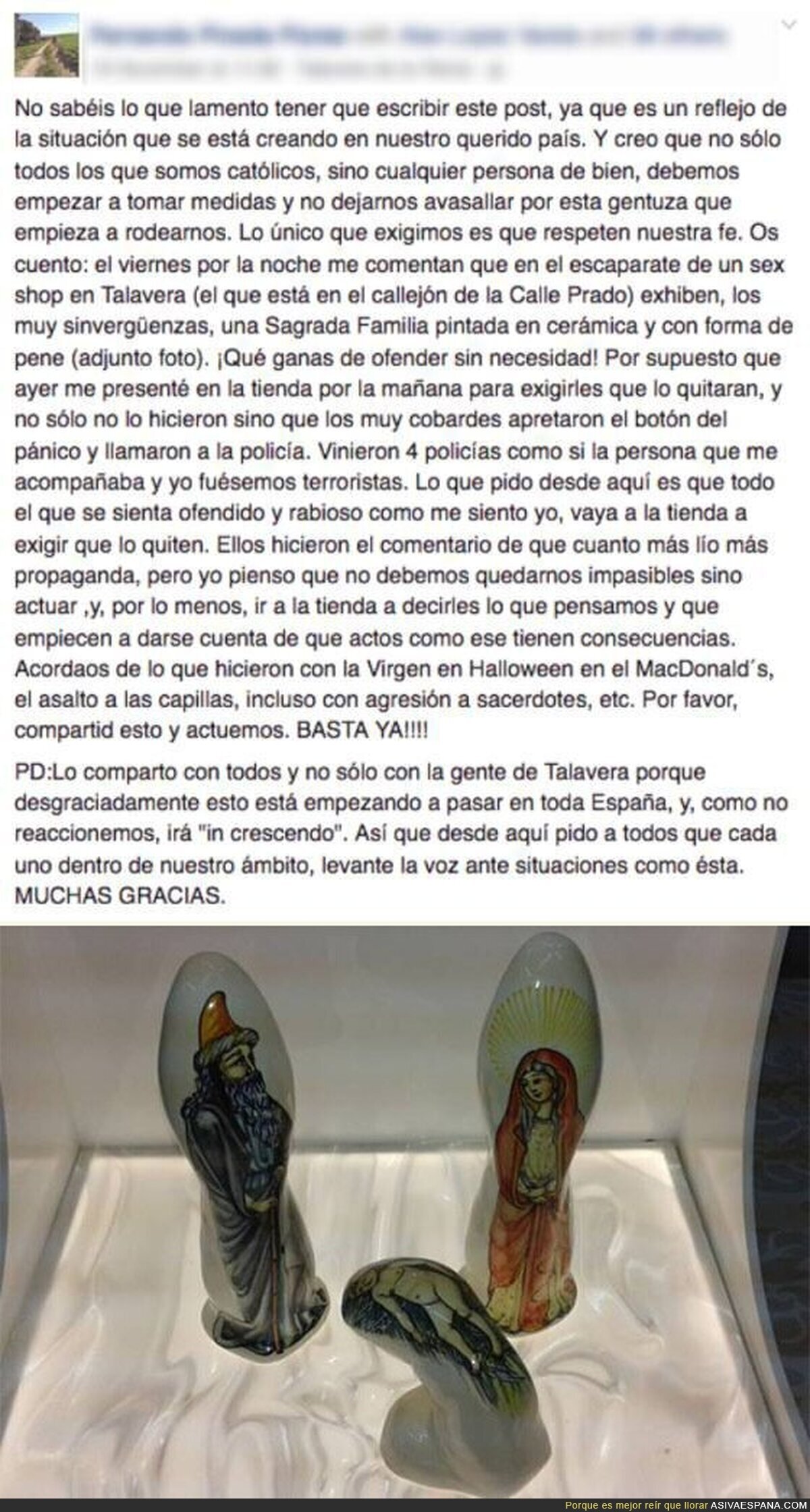 El polémico Belén de un sex shop de Talavera con formas de consoladores