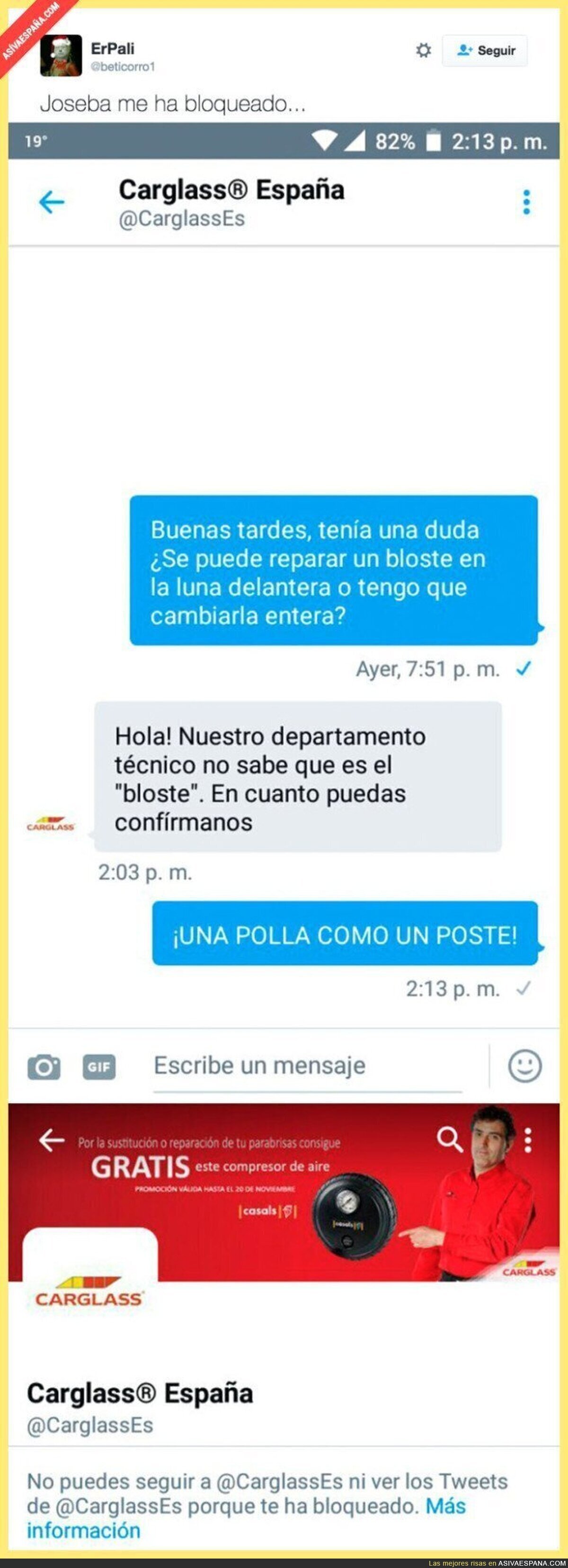 Joseba de Carglass no tiene sentido del humor :(